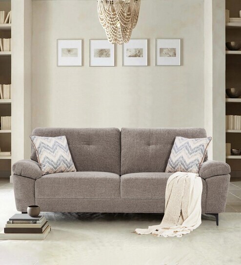 Amsterdam Fabric 3 Seater Sofa in Grey Colour
