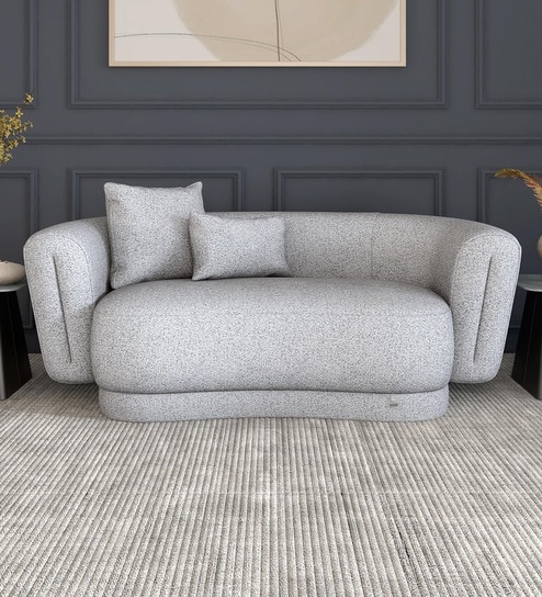 Amyra Boucle 2 Seater Sofa In Grey Finish
