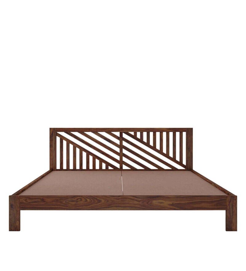 Buy Amaze Sheesham Wood Queen Size Bed in Teak Finish by Springtek