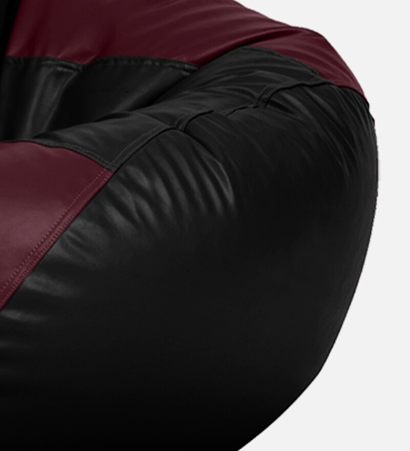 Buy Amazing XXL Leatherette Bean Bag with Beans in Black & Maroon
