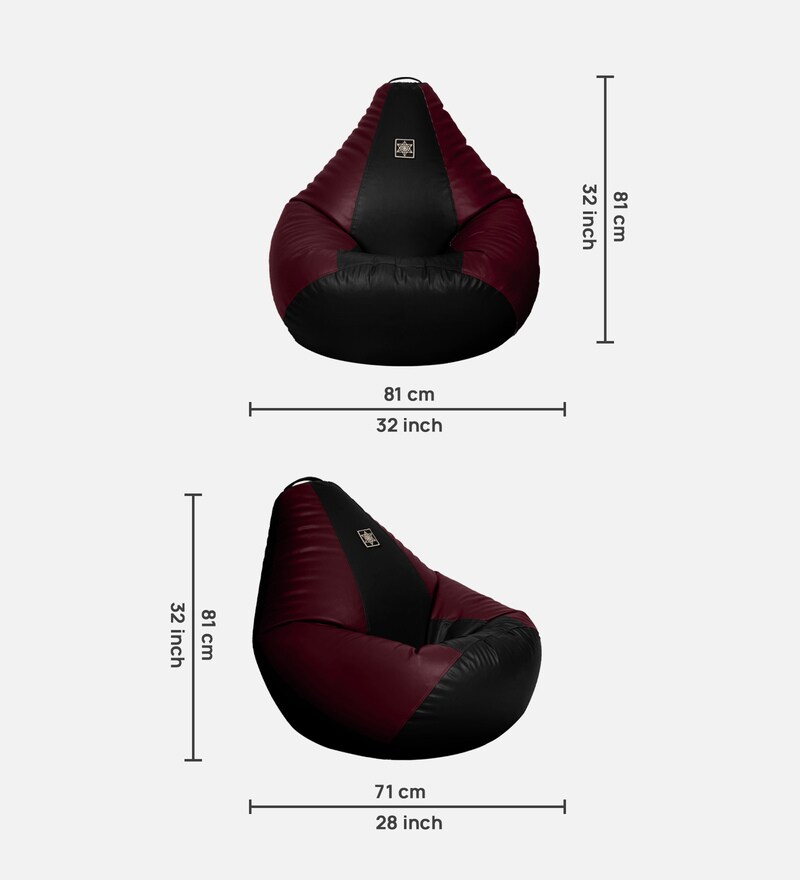 Buy Amazing XXXL Bean Bag with Beans in Black and Maroon Colour by
