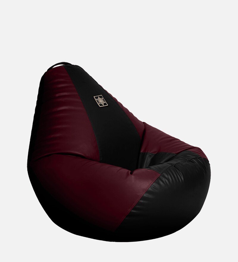 Buy Amazing XXXL Bean Bag with Beans in Black and Maroon Colour by