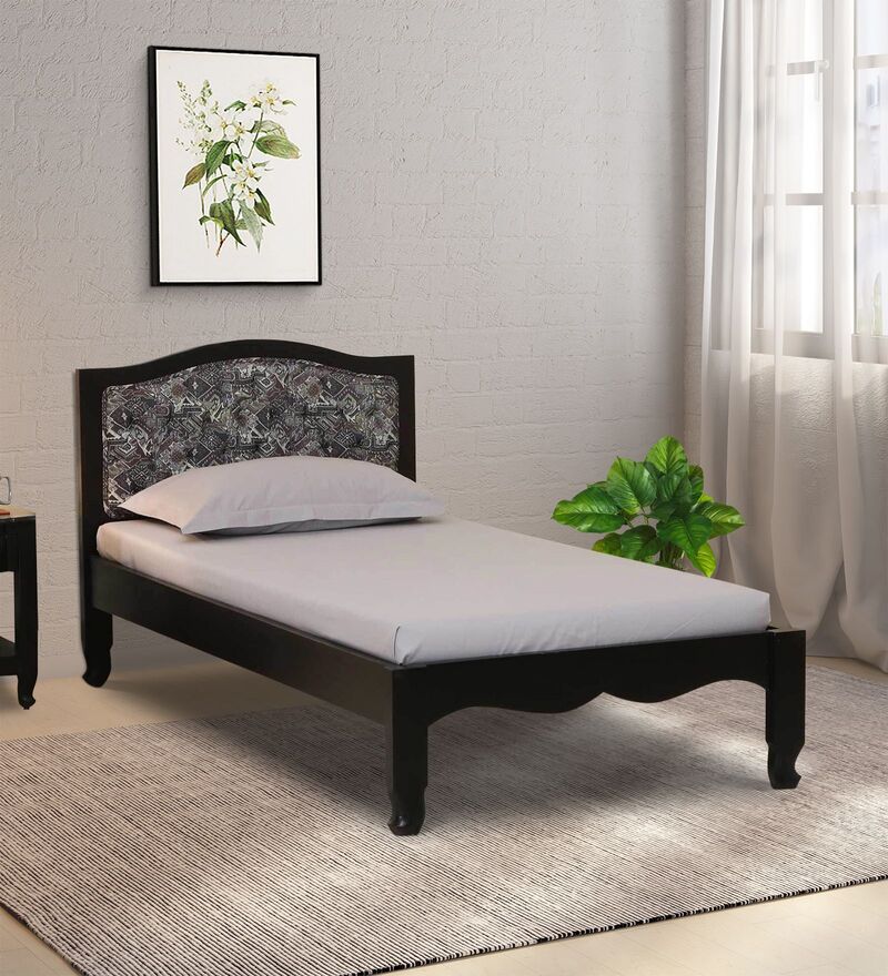 dark wood single bed