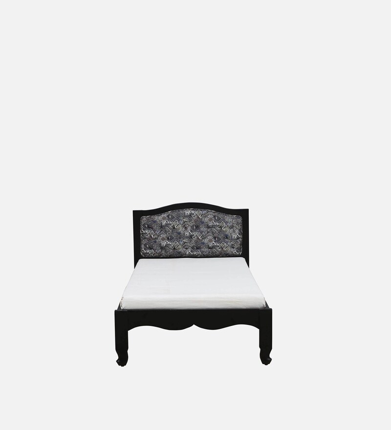 Buy Amiens Solid Wood Single Bed with upholstered Headrest in Dark