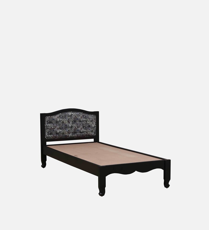 Buy Amiens Solid Wood Single Bed with upholstered Headrest in Dark