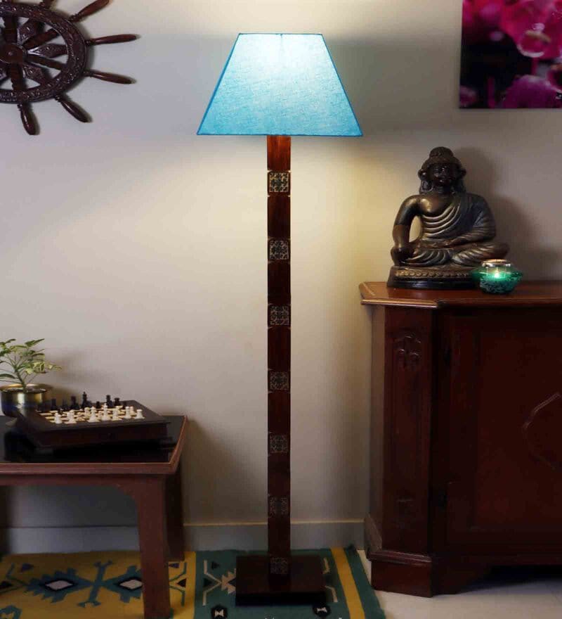 floor lamp with teal shade