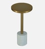 Amadeus End Table In Golden Finish with Marble Pedestal