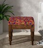 Amala Fabric Seating Stool In Provincial Teak Finish