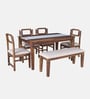 Amalfi Sheesham Wood 6 Seater Dining Set In Provincial Teak Finish With Bench