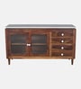 Amalfi Sheesham Wood Sideboard In Provincial Teak Finish With Porcelain Top