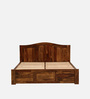 Amalfi Sheesham Wood King Size Bed In Scratch Resistant Provincial Teak Finish With Box Storage
