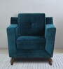 Amanda Velvet 1 Seater Sofa In Teal Blue Colour