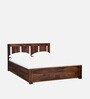 Amarillo Sheesham Wood King Size Bed In Scratch Resistant Provincial Teak Finish With Box Storage
