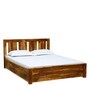 Amarillo Sheesham Wood King Size Bed With Box Storage In Rustic Teak Finish