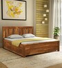 Amarillo Sheesham Wood King Size Bed With Box Storage In Rustic Teak Finish
