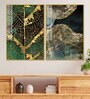 Amazing Golden Acrylic Framed Art Panel (Set Of 2)