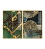 Amazing Golden Acrylic Framed Art Panel (Set Of 2)