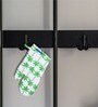 Green & White Cotton Heat Resistant Oven Gloves