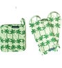 Green & White Cotton Heat Resistant Oven Gloves