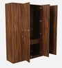 Amber 4 Door Wardrobe with Drawer in Walnut Finish