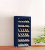 Amber Fabric Open Shoe Rack in Navy Blue Finish