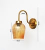 Amber Crackle Glass Down Curved  Wall Light