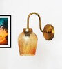 Amber Crackle Glass Down Curved  Wall Light
