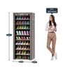Amber 9 Layer Fabric Open Shoe Rack in Grey Finish