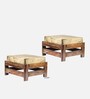 Amber Foot Stool Set Of 2 In Green Sparkle Colour