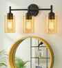 Amber Glass 3 Light Vanity Wall Sconce