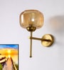 Amber Glass Brass Wall Sconce Modern Light Fixture
