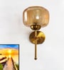 Amber Glass Brass Wall Sconce Modern Light Fixture