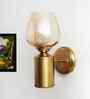 Amber Glass Shade Brushed Brass Wall Sconce