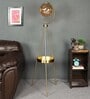 Amber Glass Shade Floor Lamp With Metal Base