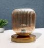 Amber Ribbed Glass Table Lamp