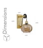 Ambre Single Light Wall Light In Amber & Brass Finish