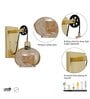 Ambre Single Light Wall Light In Amber & Brass Finish