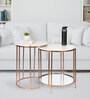 Amelia Round Marble Nesting Tables (Set of 2) in Rose Gold Finish
