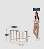 Amelia Round Marble Nesting Tables (Set of 2) in Rose Gold Finish