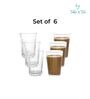 Americano Line 190 ml Tea Glass Set of 6 from Brazil | Classic Tea Glass Set | Perfect for Tea, Coffee, Cutting Chai | Durable for Party, Home, Kitchen, Restaurant, Dishwasher Safe