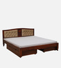 Amiens Sheesham Wood Queen Size Bed In Honey Oak Finish With Drawer Storage