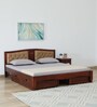 Amiens Sheesham Wood Queen Size Bed In Honey Oak Finish With Drawer Storage