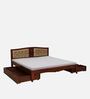 Amiens Sheesham Wood Queen Size Bed In Honey Oak Finish With Drawer Storage