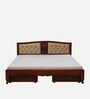 Amiens Sheesham Wood Queen Size Bed In Honey Oak Finish With Drawer Storage