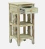 Amory Sheesham Wood End Table In Rustic White Finish