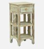 Amory Sheesham Wood End Table In Rustic White Finish