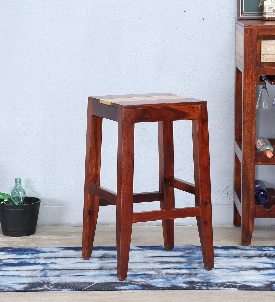 Buy Anitz Solid Wood Bar Stool in Dual Tone(Honey Oak & Natural) Finish at 25 OFF by Woodsworth