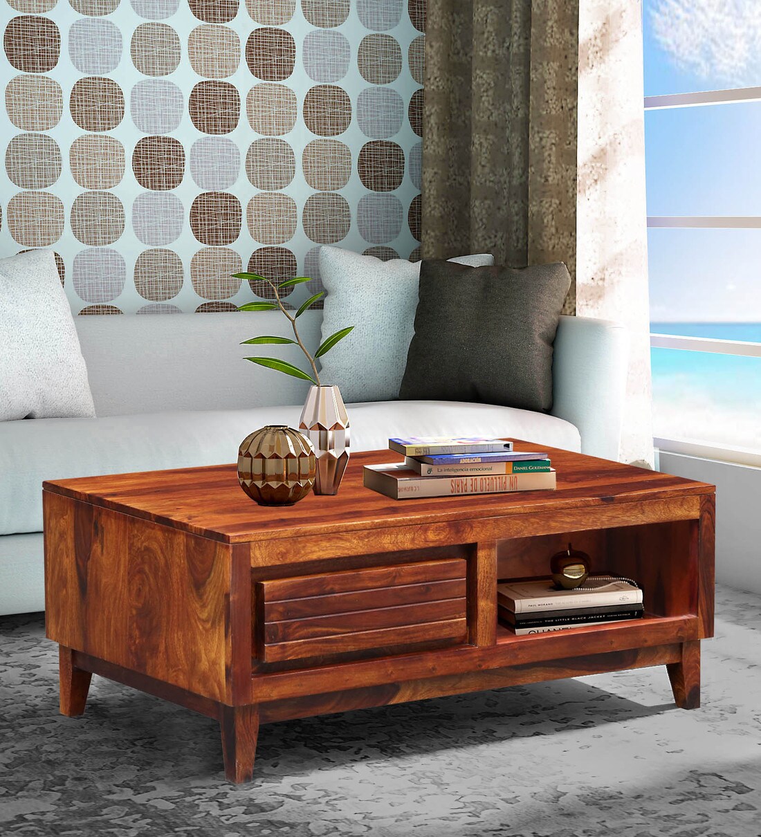 Buy Anitz Solid Wood Coffee Table In Honey Oak Finish By Woodsworth