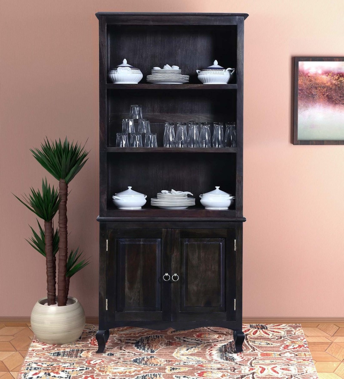 Buy Anne Solid Wood Hutch in Warm Chestnut Finish Amberville