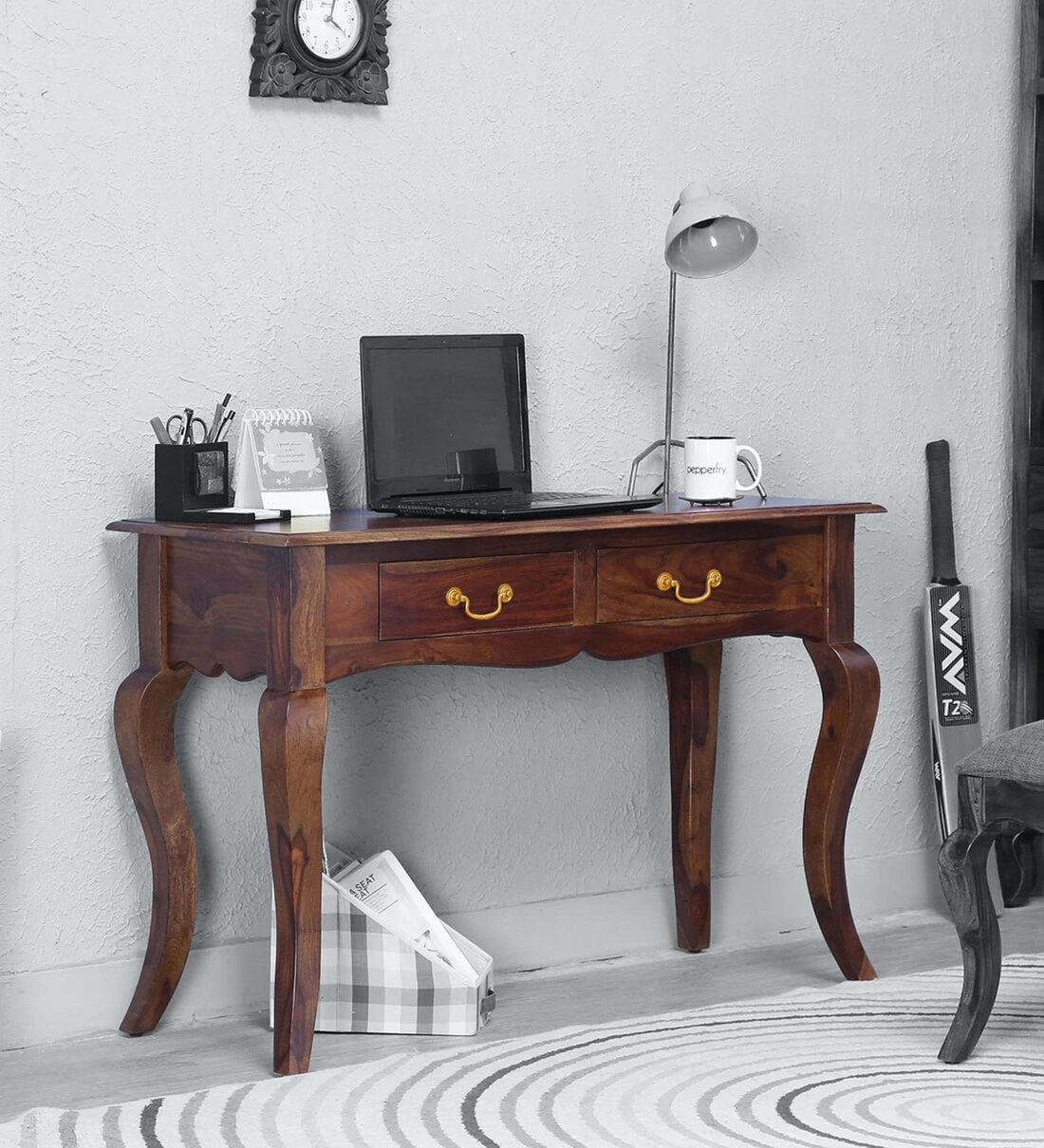 solid wood study table pepperfry